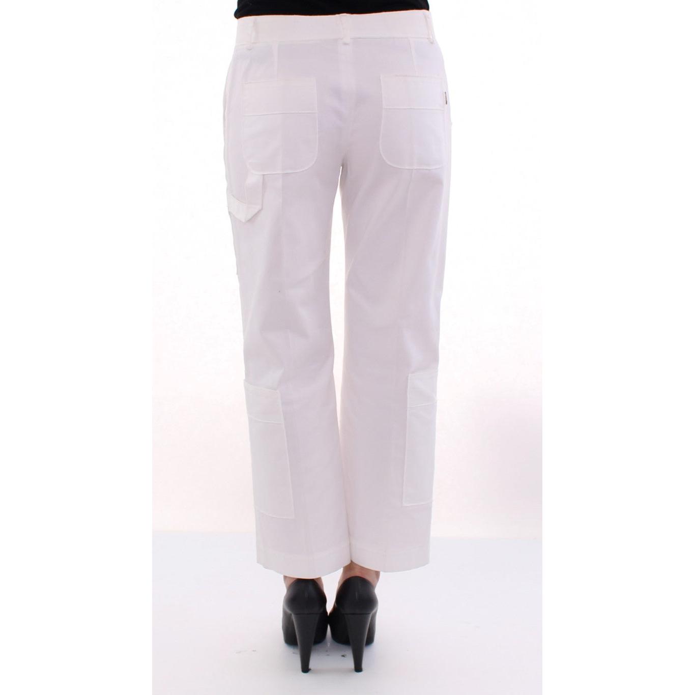 White Cotton Cropped Cargo Pants - coffeewithmee2