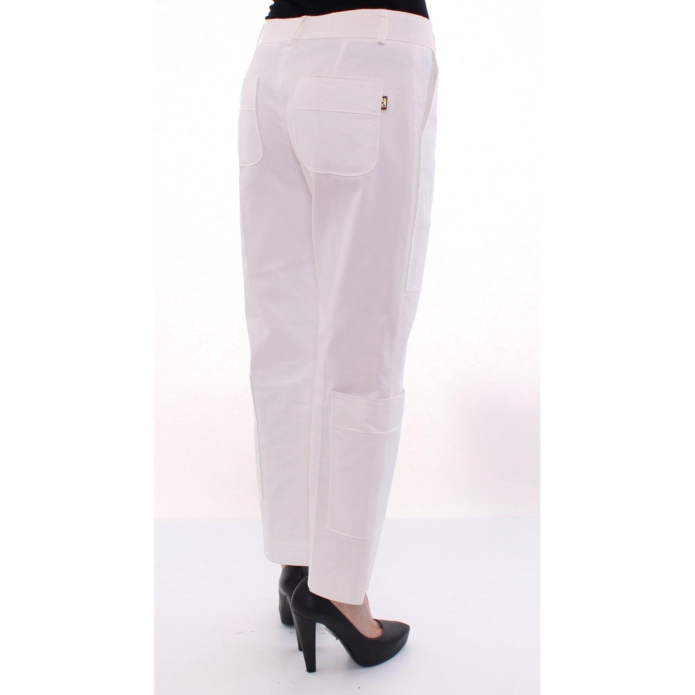 White Cotton Cropped Cargo Pants - coffeewithmee2
