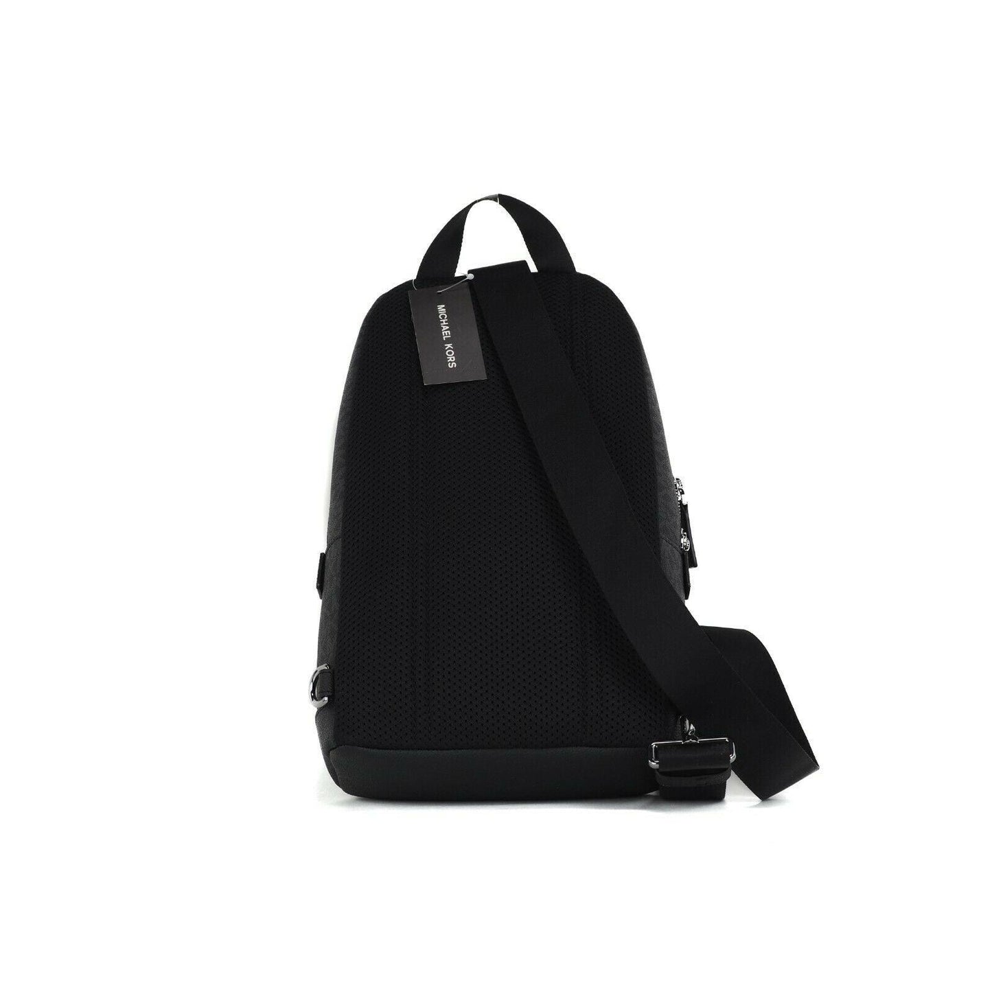 Cooper Medium Signature PVC Varsity Stripe Commuter Slingpack Crossbody Bag (Black Signature/Flame Red) - coffeewithmee2