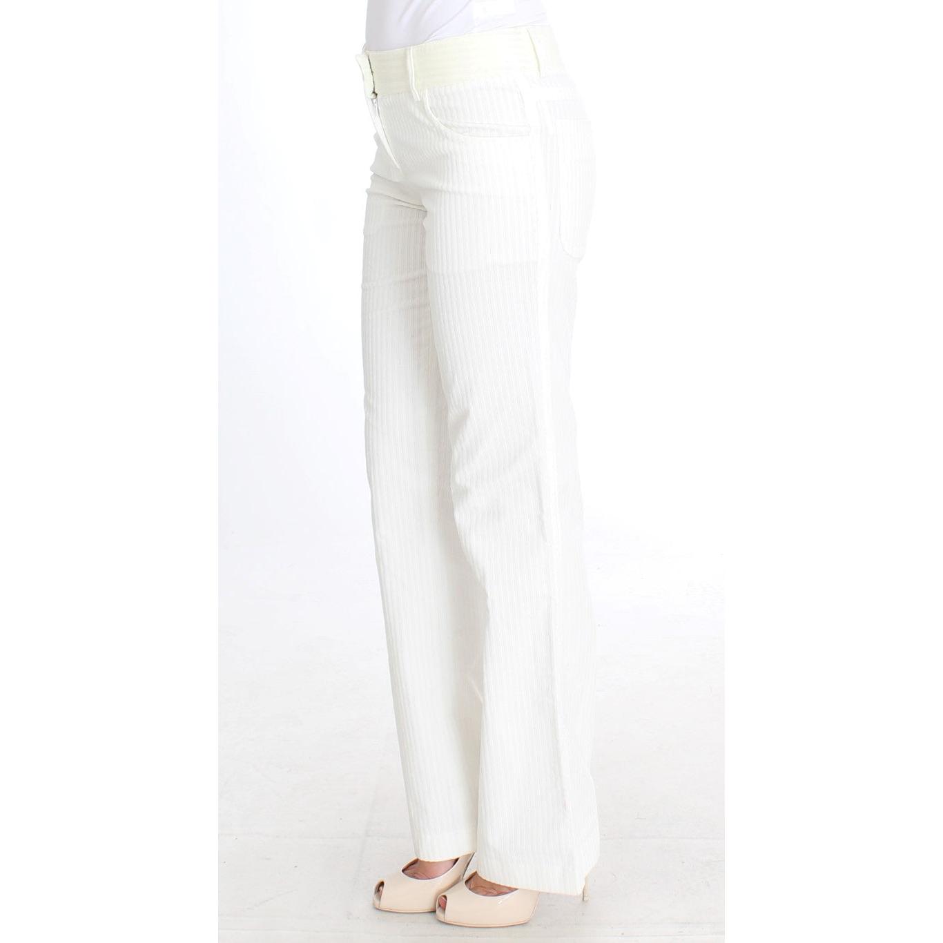 White Striped Straight Fit Pants - coffeewithmee2