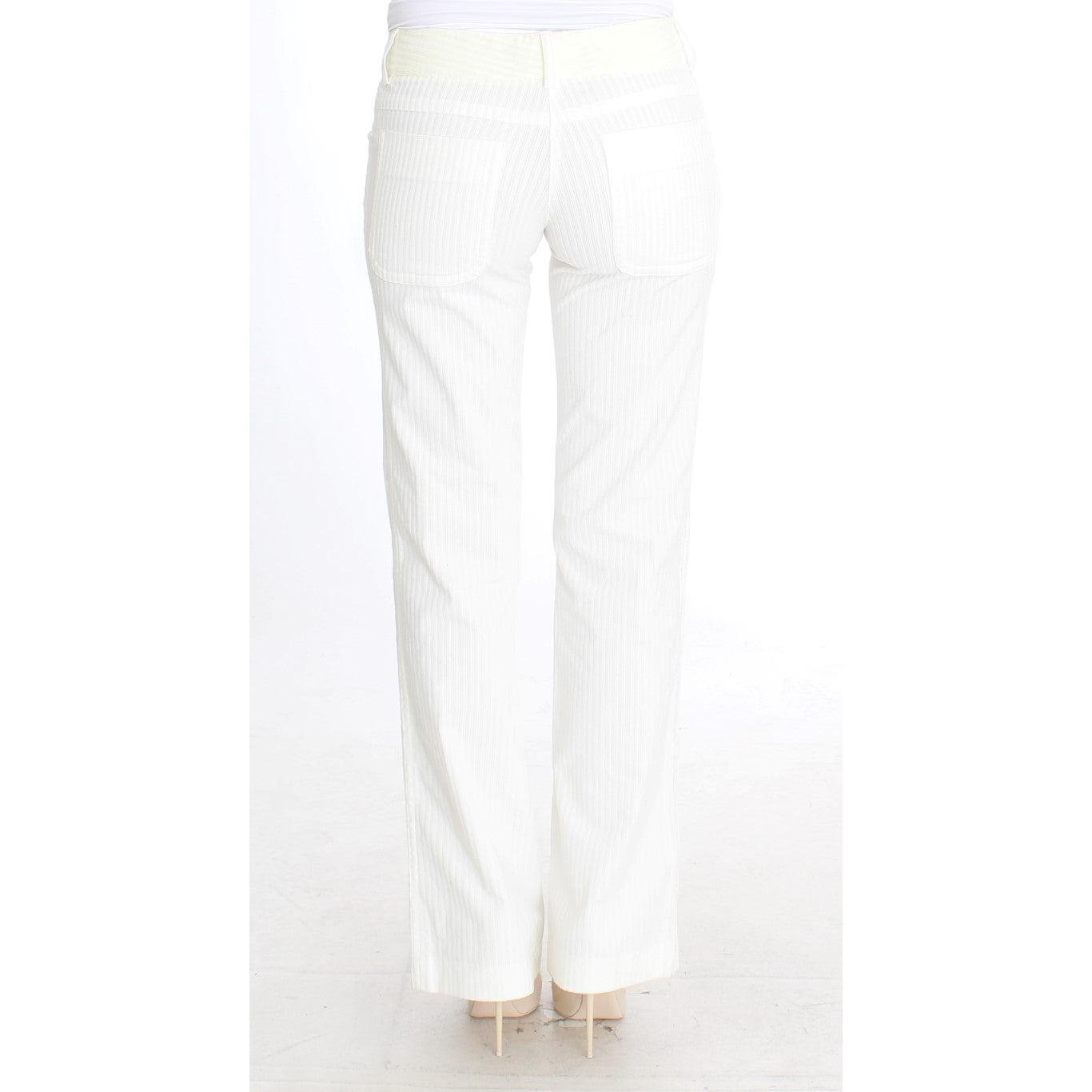 White Striped Straight Fit Pants - coffeewithmee2