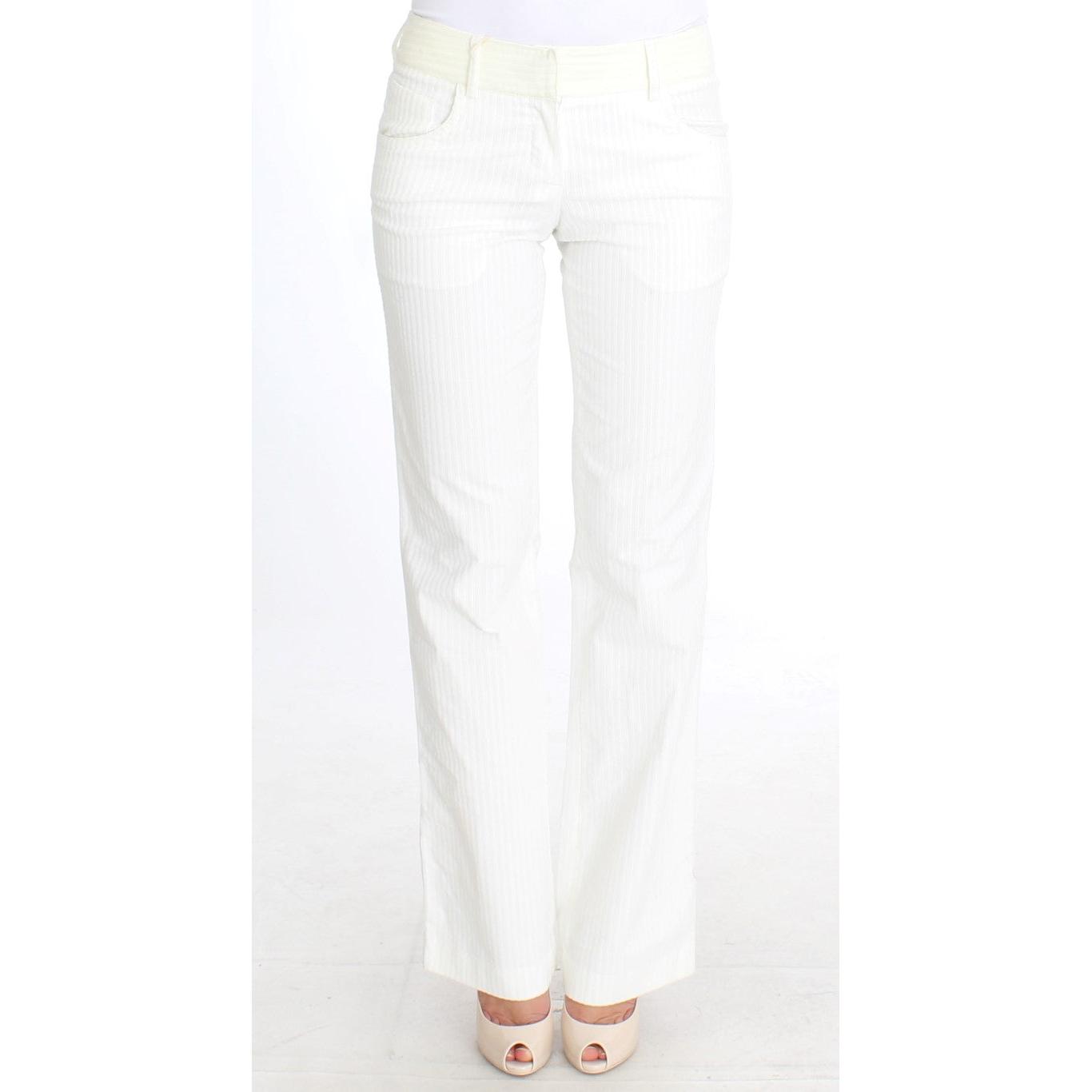 White Striped Straight Fit Pants - coffeewithmee2