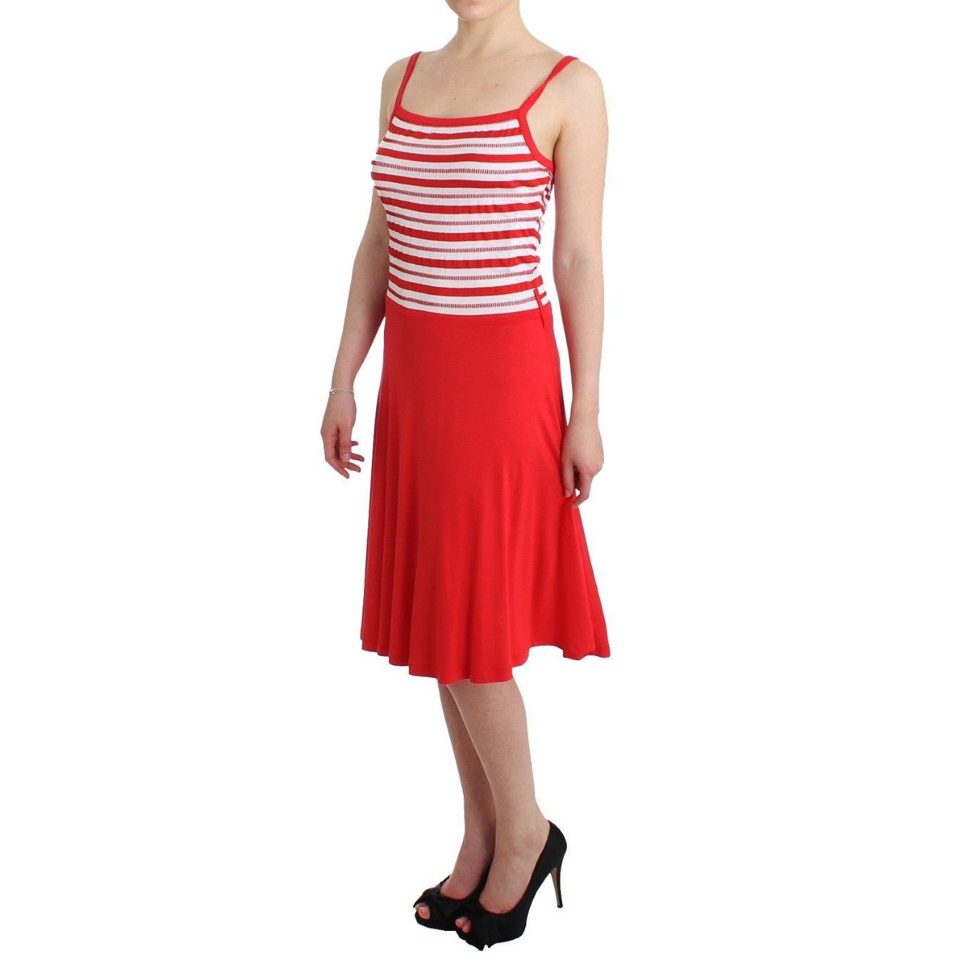 Red striped jersey A-line dress - coffeewithmee2