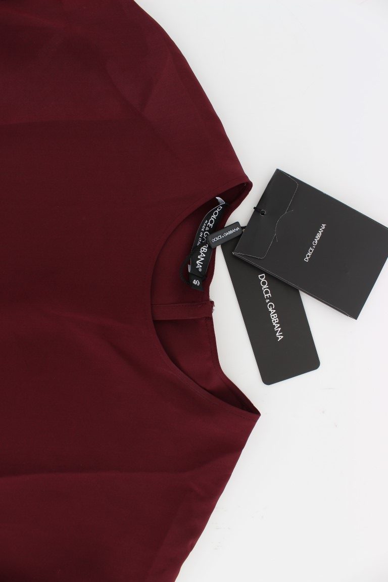 Red 3/4 sleeve silk blouse - coffeewithmee2