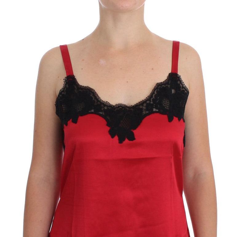 Red Black Silk Lace Dress Lingerie - coffeewithmee2