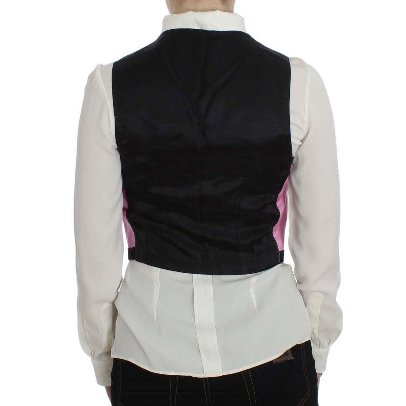 Pink Silk Button Front Torero Vest Top - coffeewithmee2
