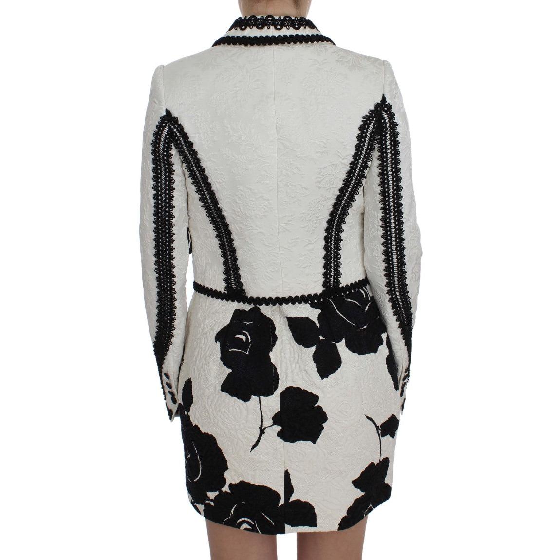 White Black Brocade Torero Blazer Jacket - coffeewithmee2
