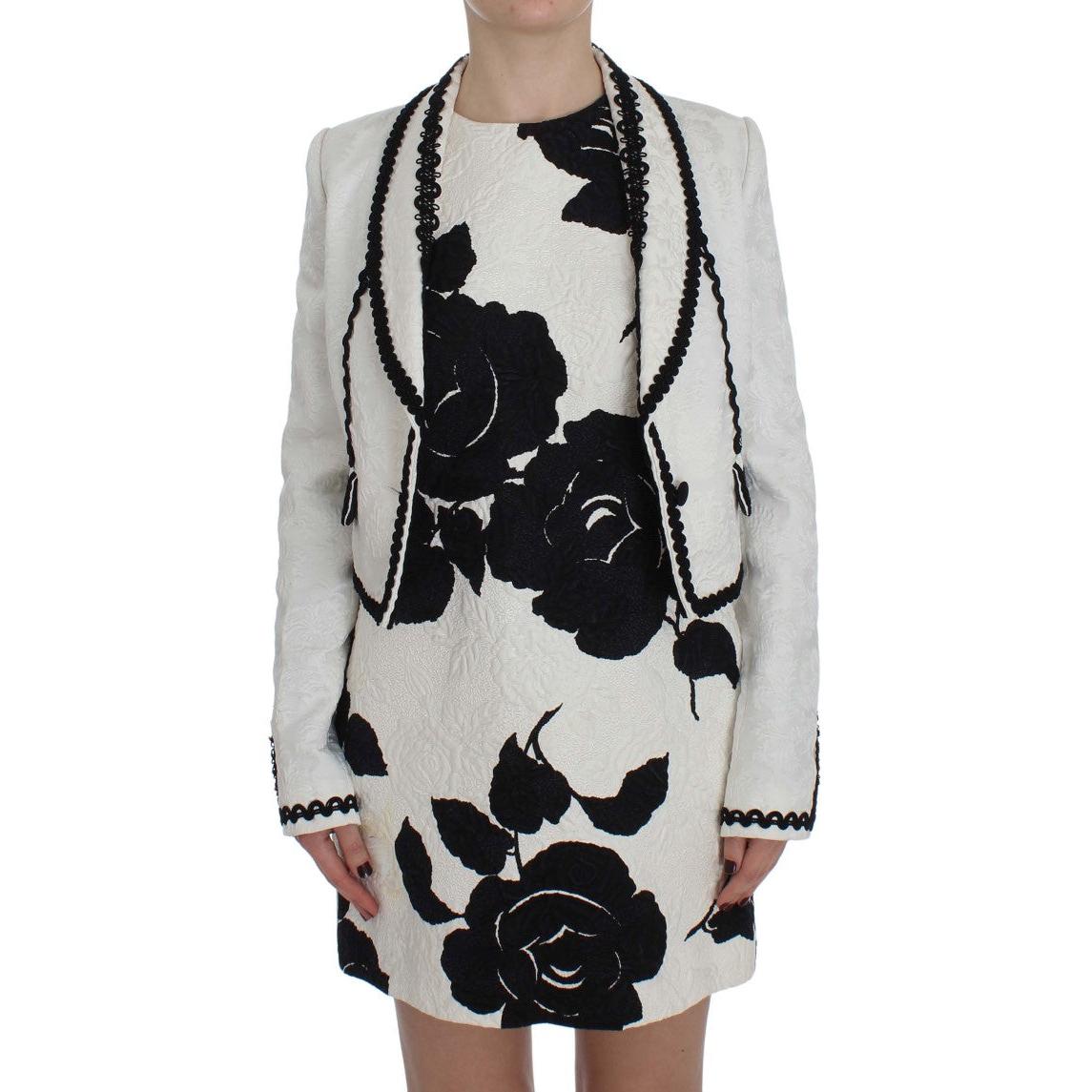 White Black Brocade Torero Blazer Jacket - coffeewithmee2