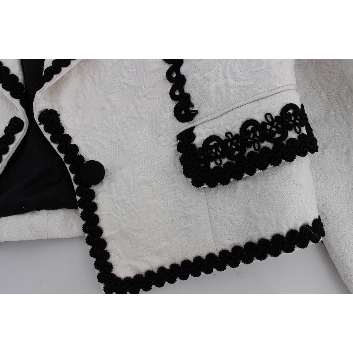 White Black Brocade Torero Blazer Jacket - coffeewithmee2