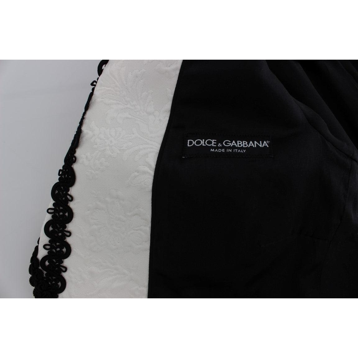 White Black Brocade Torero Blazer Jacket - coffeewithmee2
