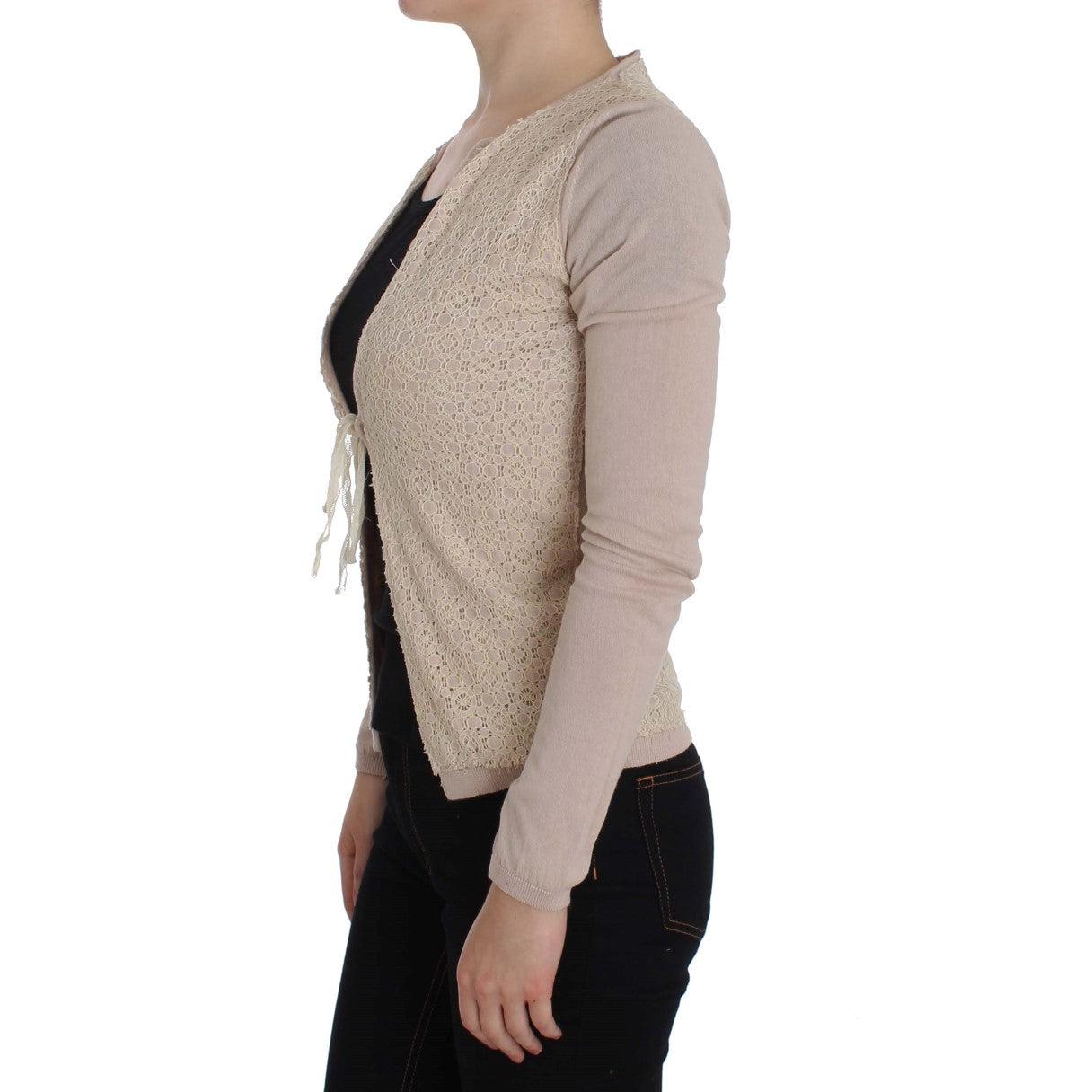 Pink Floral Lace Wrap Sweater - coffeewithmee2