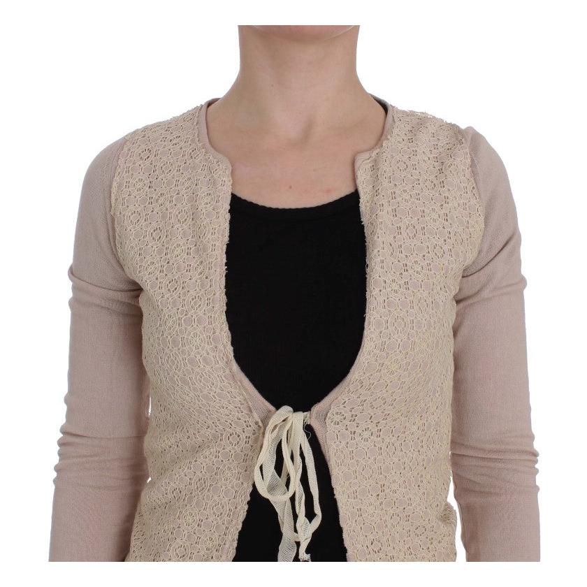 Pink Floral Lace Wrap Sweater - coffeewithmee2