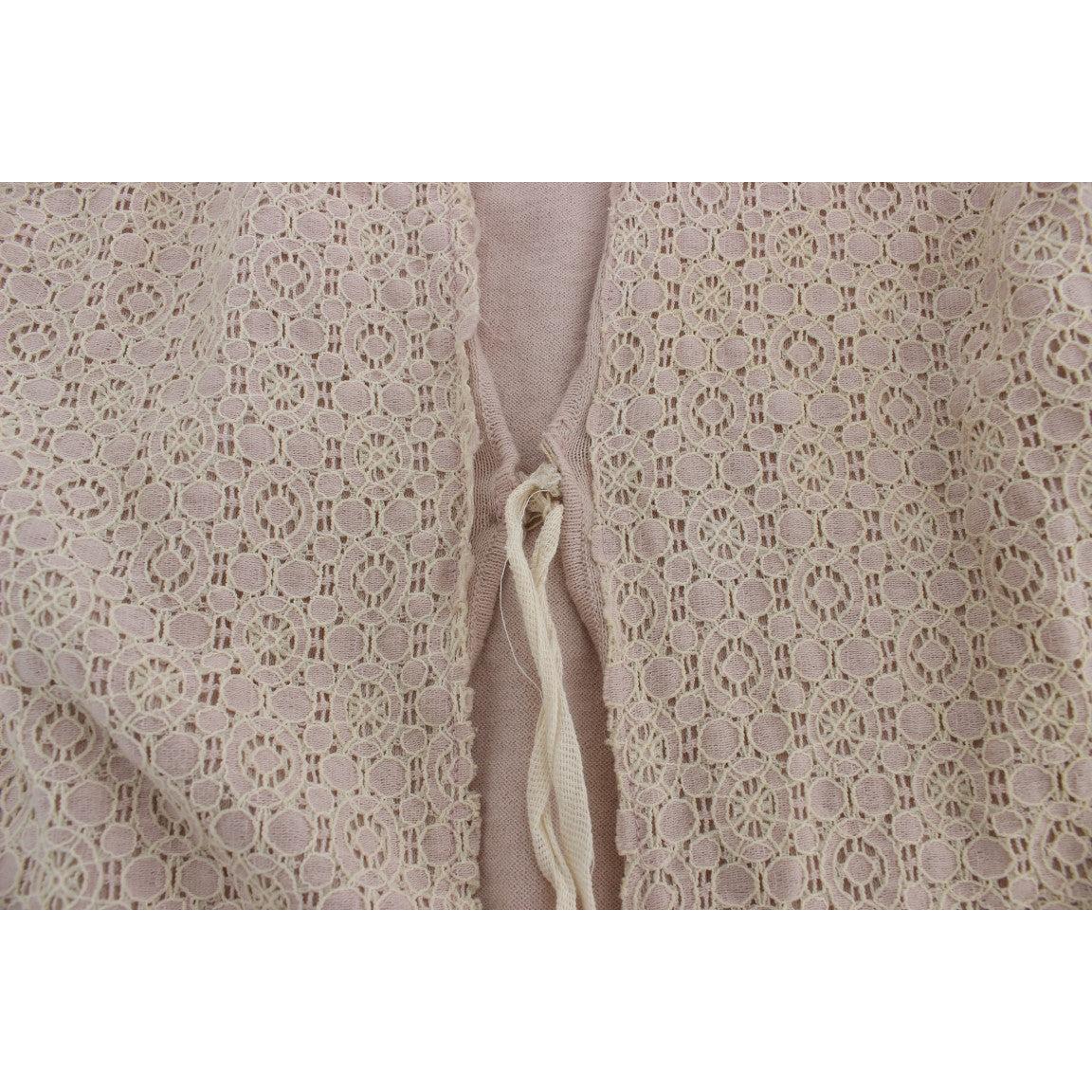 Pink Floral Lace Wrap Sweater - coffeewithmee2