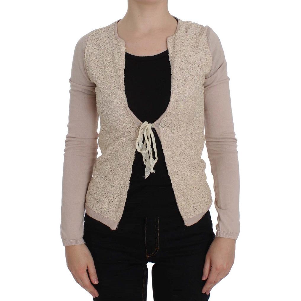 Pink Floral Lace Wrap Sweater - coffeewithmee2