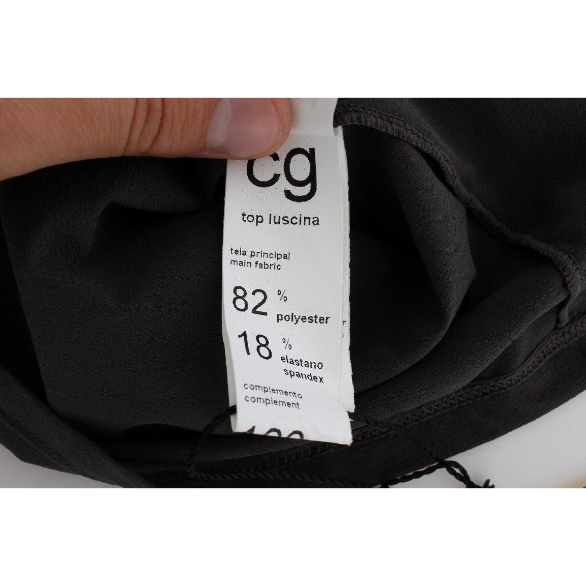 Gray Blue Stretch Blouse Top - coffeewithmee2