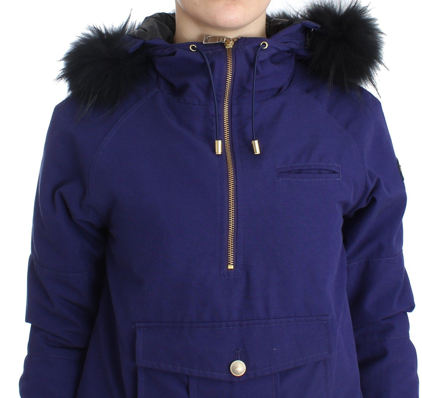 Blue Padded Jacket Hooded Short K-Way