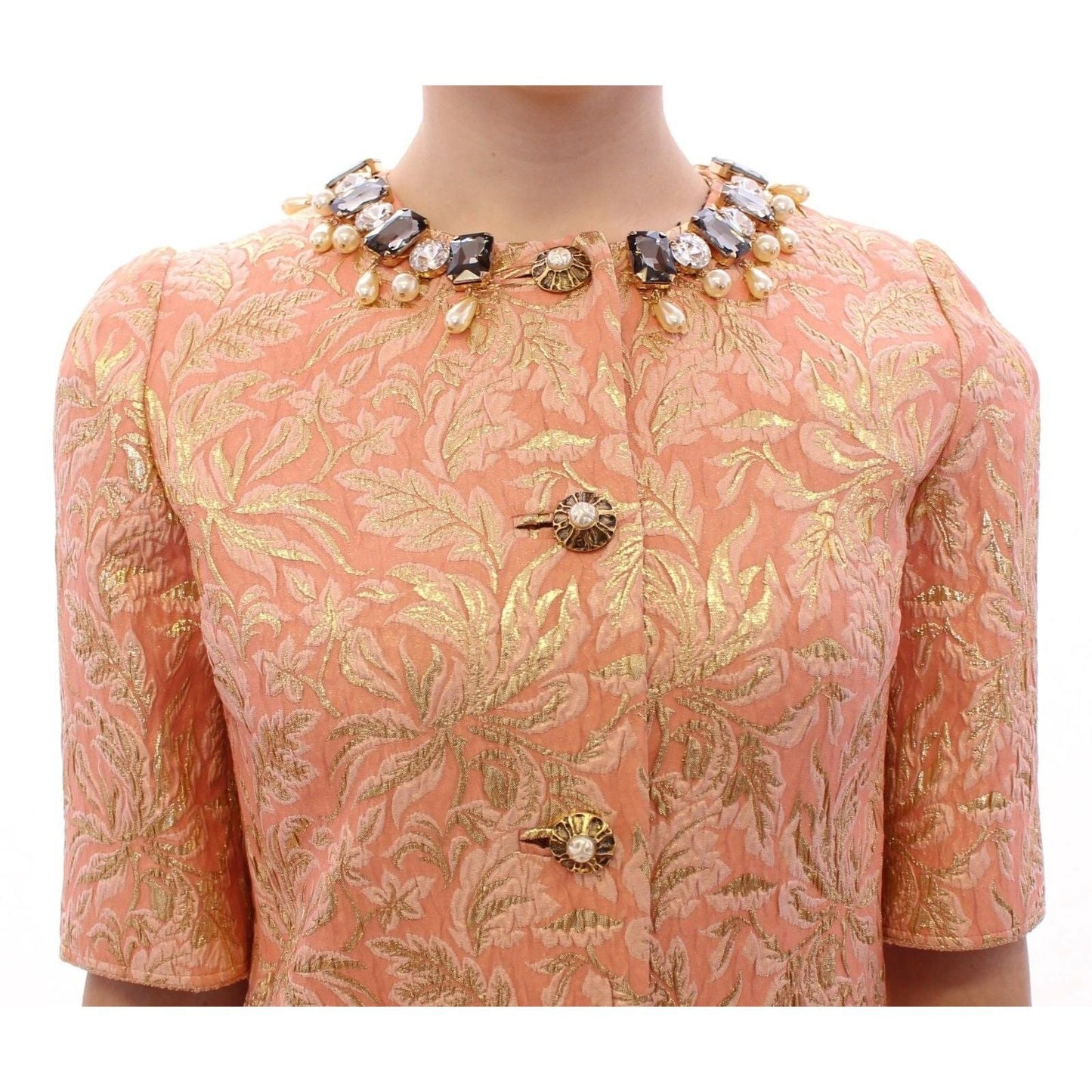 Pink Silk Brocade Crystal Jacket Coat - coffeewithmee2