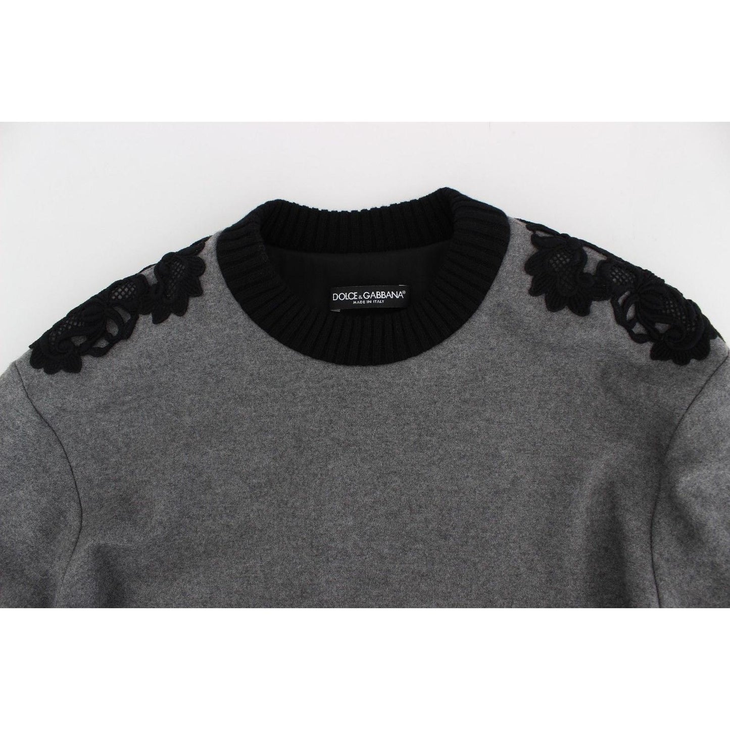Gray Black Lace Wool Cashmere Sweater - coffeewithmee2
