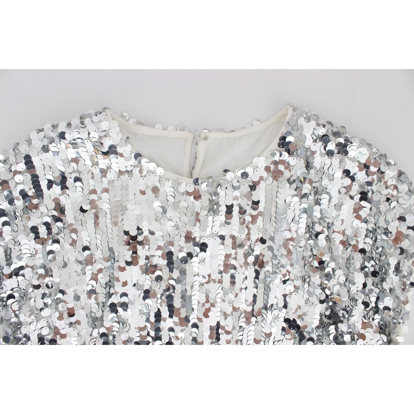 Silver Sequined Crewneck Blouse T-shirt Top - coffeewithmee2