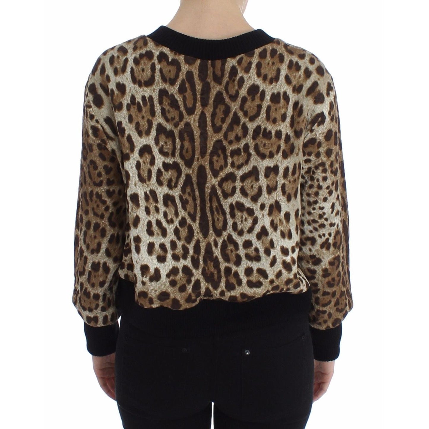 Leopard Print Crewneck Short Sweater - coffeewithmee2