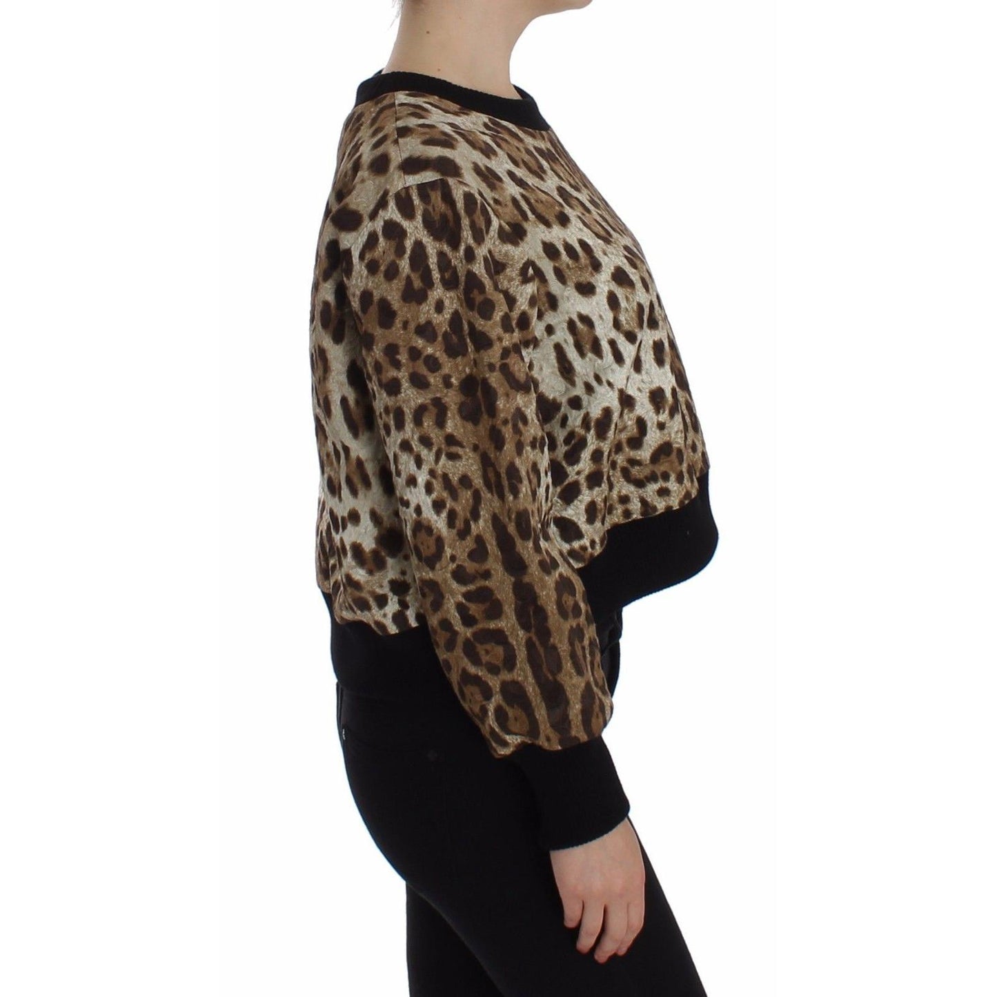 Leopard Print Crewneck Short Sweater - coffeewithmee2