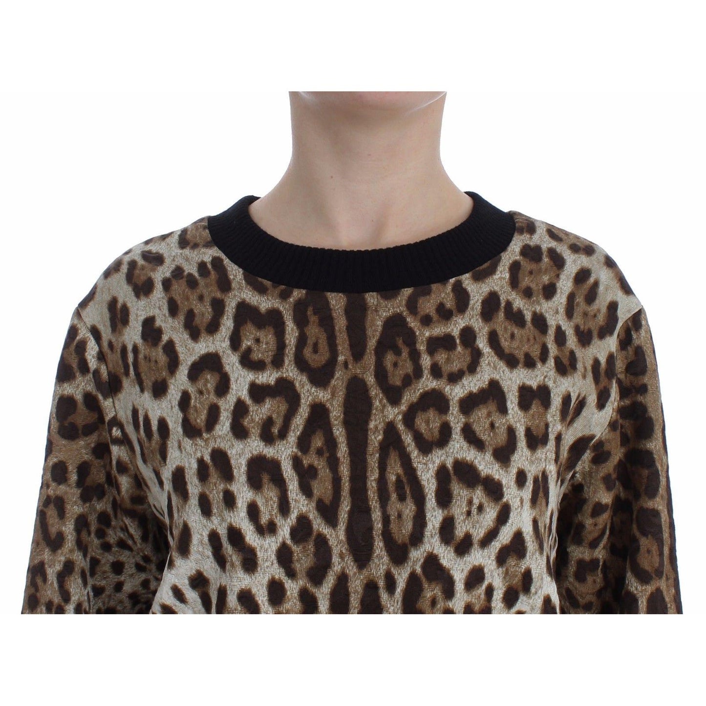 Leopard Print Crewneck Short Sweater - coffeewithmee2