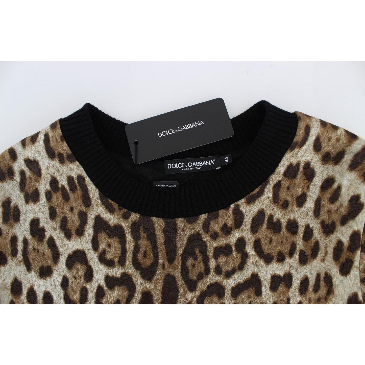 Leopard Print Crewneck Short Sweater - coffeewithmee2