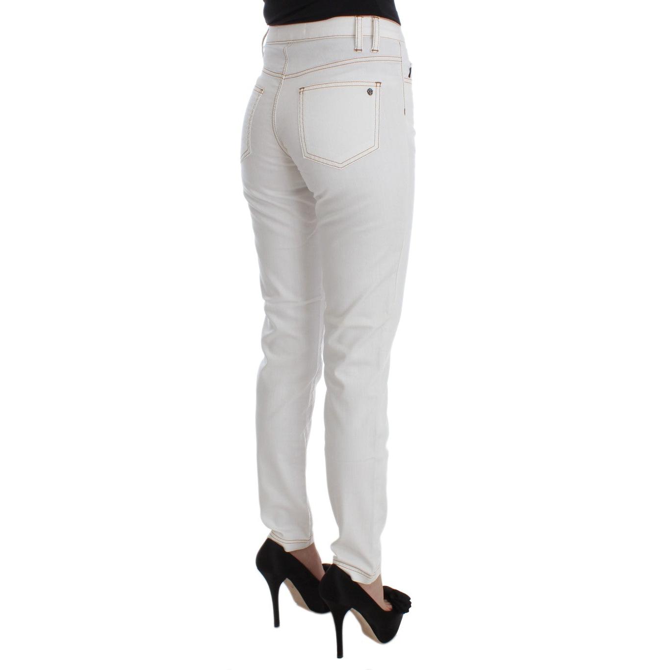 White Cotton Blend Slim Fit Jeans - coffeewithmee2