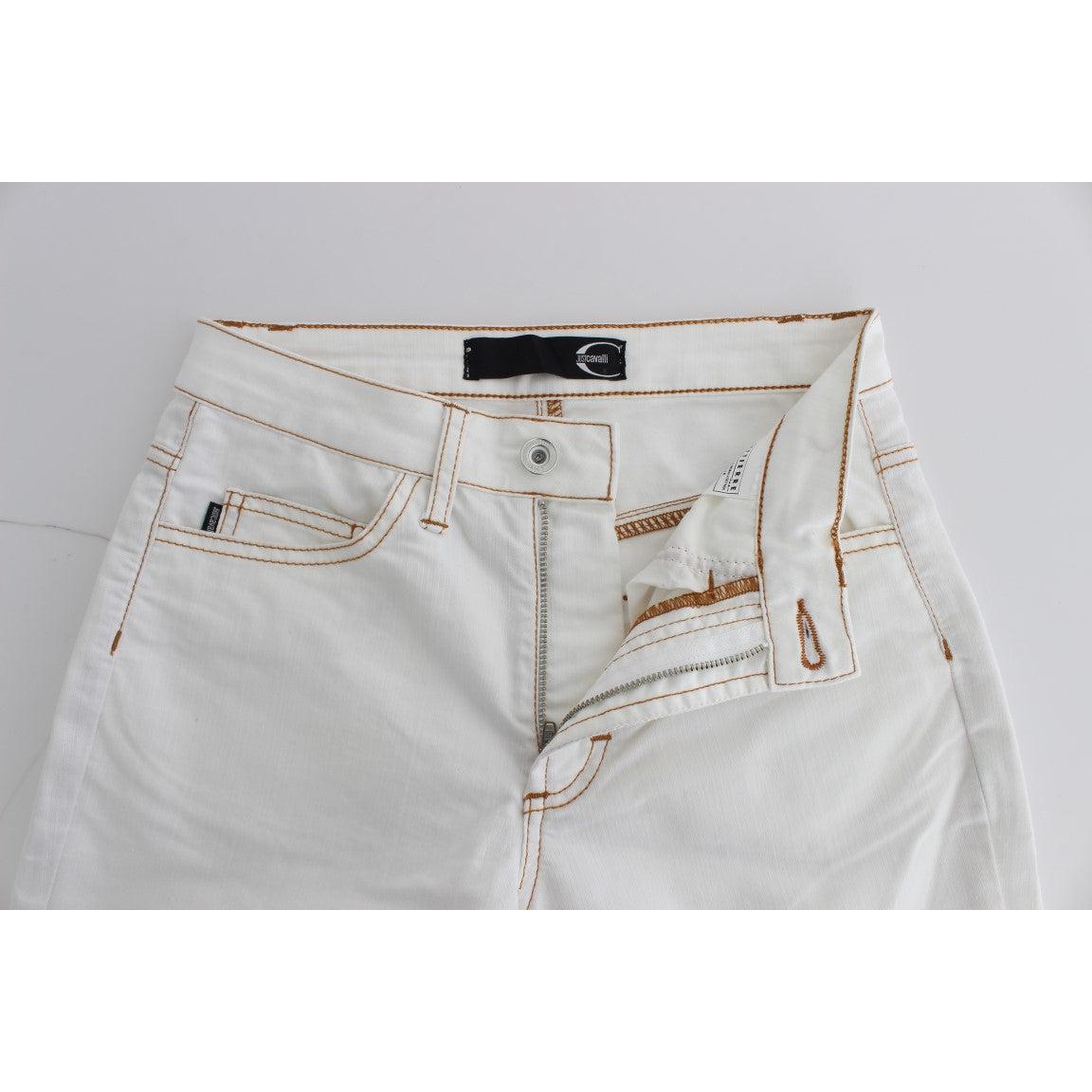 White Cotton Blend Slim Fit Jeans - coffeewithmee2
