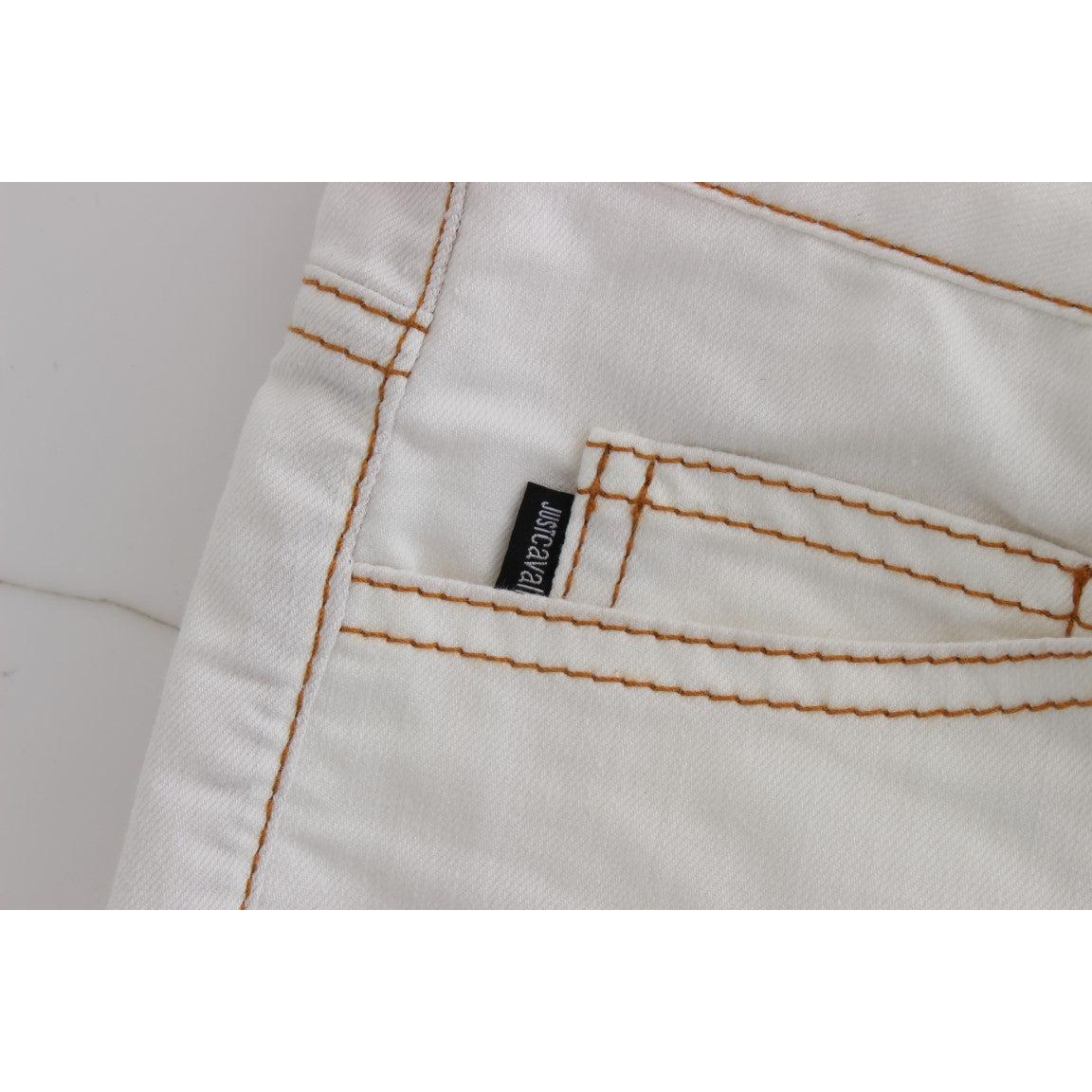 White Cotton Blend Slim Fit Jeans - coffeewithmee2