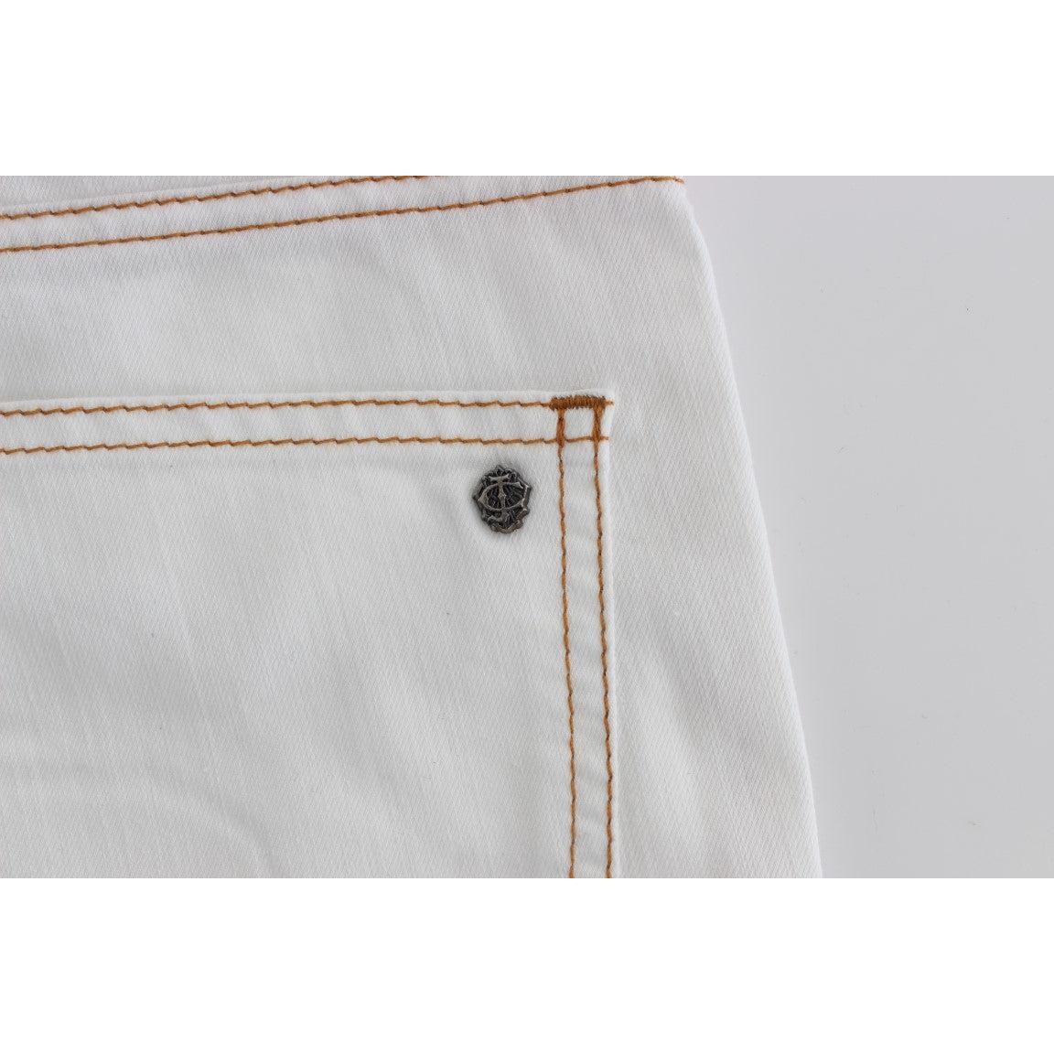 White Cotton Blend Slim Fit Jeans - coffeewithmee2