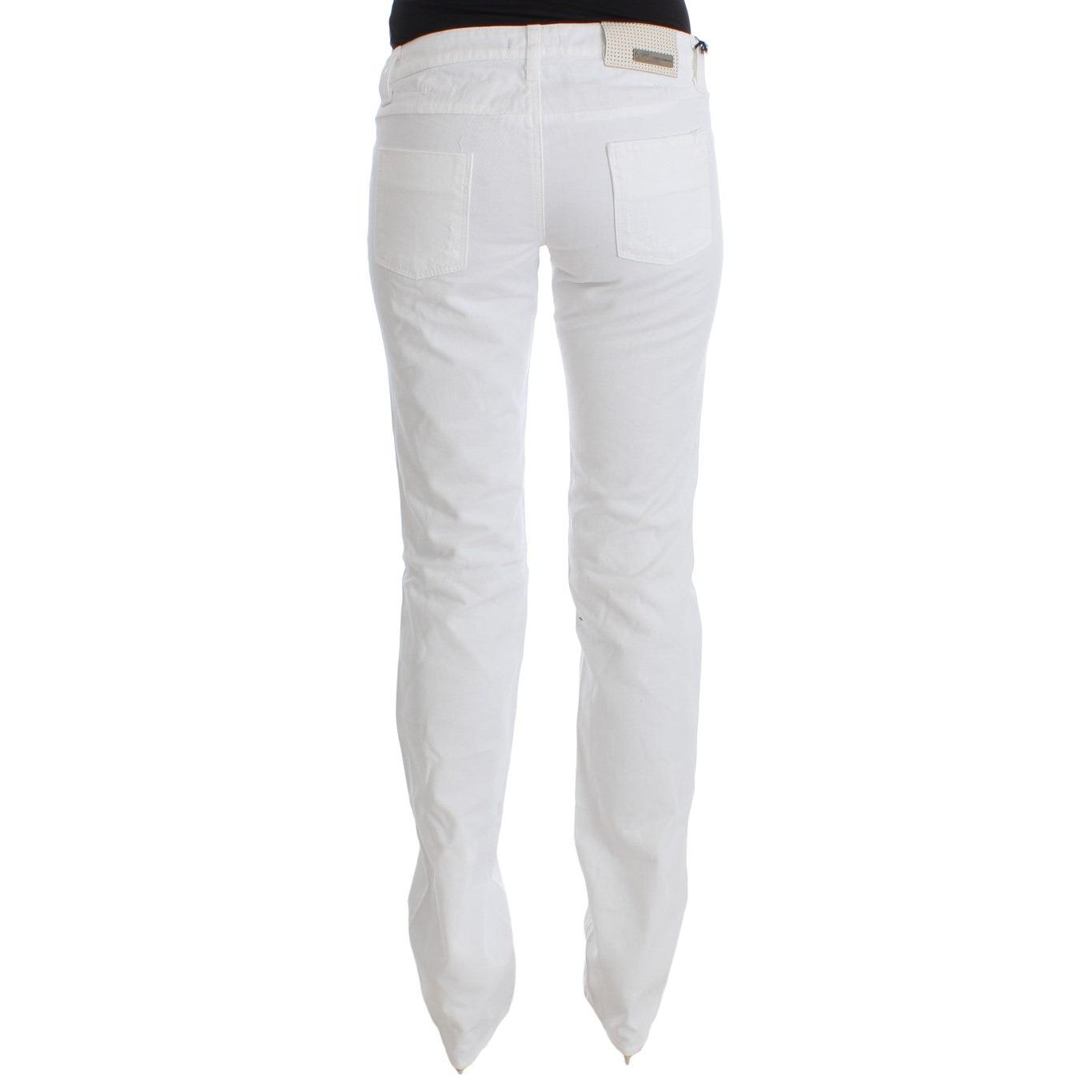 White Cotton Slim Fit Denim Bootcut Jeans - coffeewithmee2