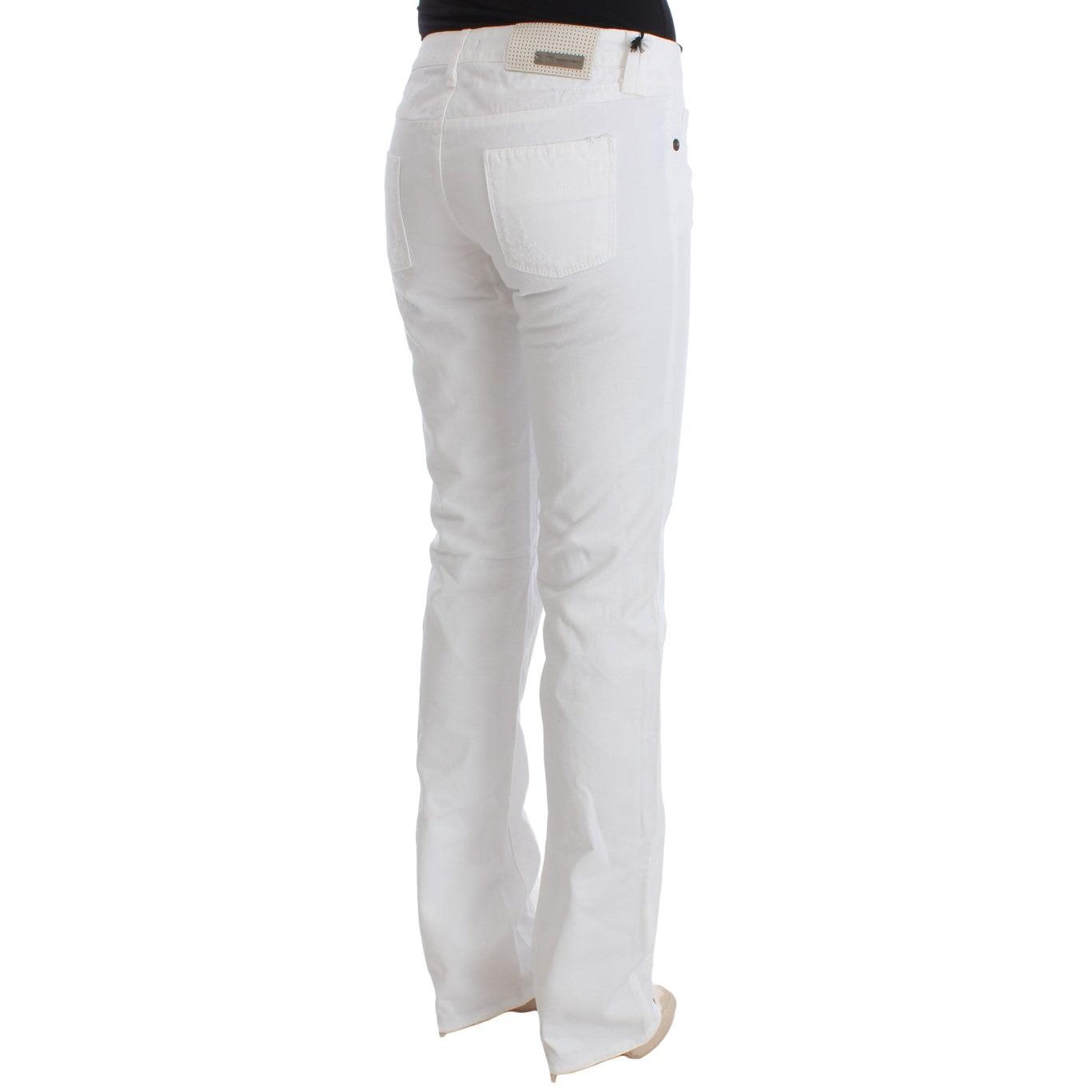 White Cotton Slim Fit Denim Bootcut Jeans - coffeewithmee2
