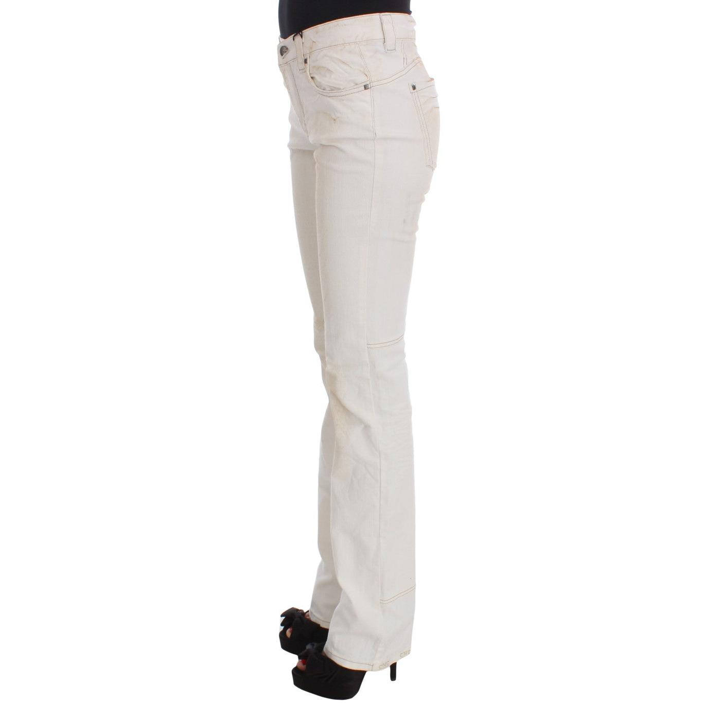 White Cotton Slim Fit Bootcut Jeans - coffeewithmee2