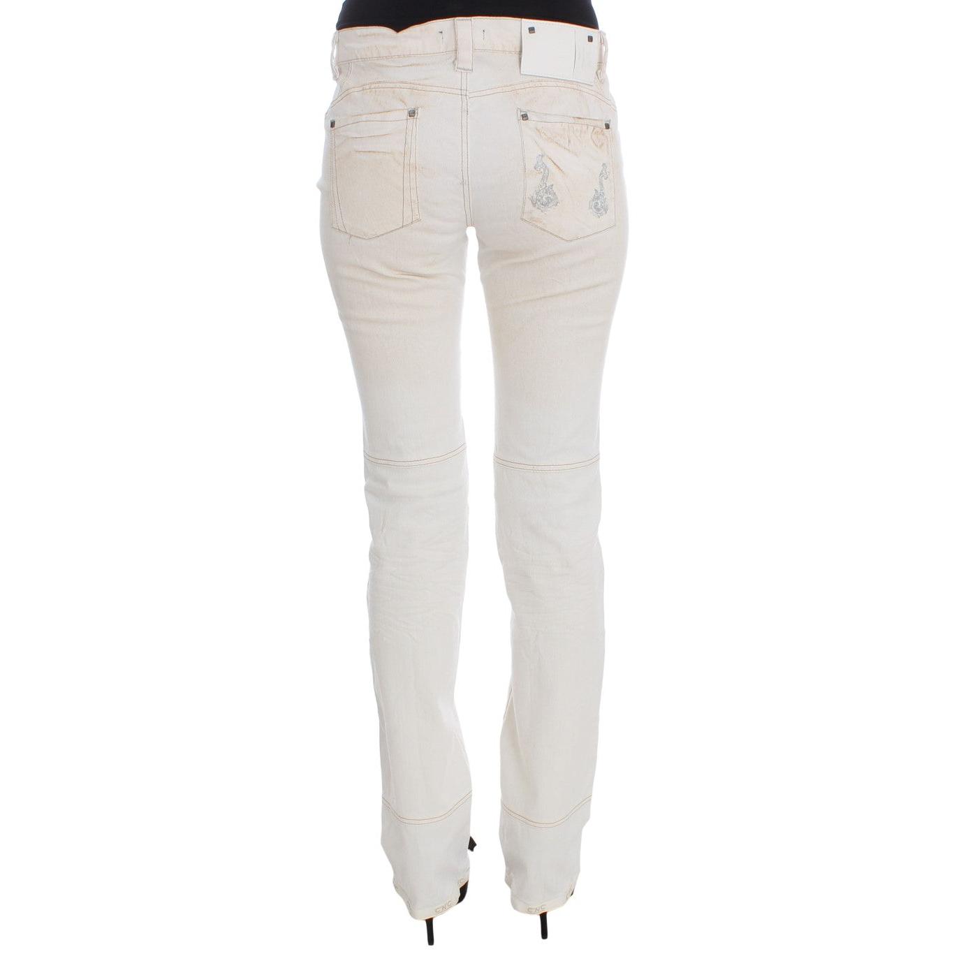 White Cotton Slim Fit Bootcut Jeans - coffeewithmee2