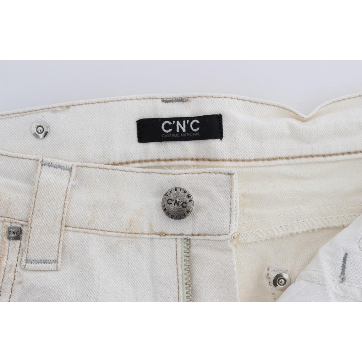 White Cotton Slim Fit Bootcut Jeans - coffeewithmee2