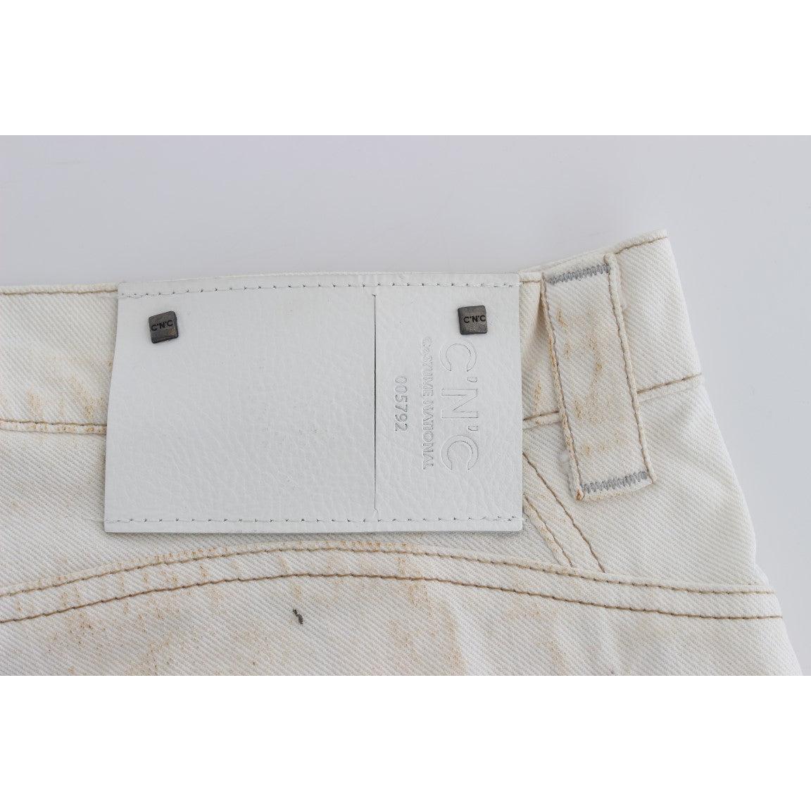 White Cotton Slim Fit Bootcut Jeans - coffeewithmee2
