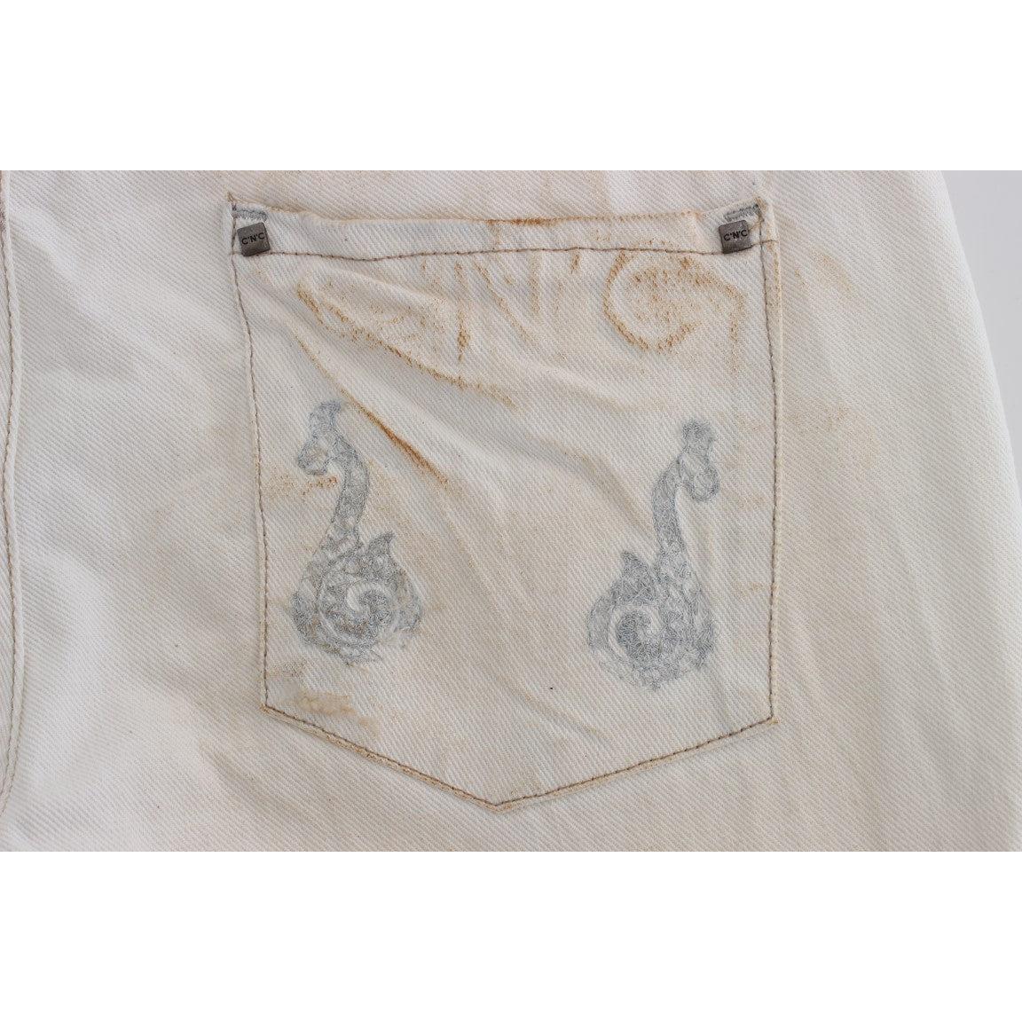 White Cotton Slim Fit Bootcut Jeans - coffeewithmee2