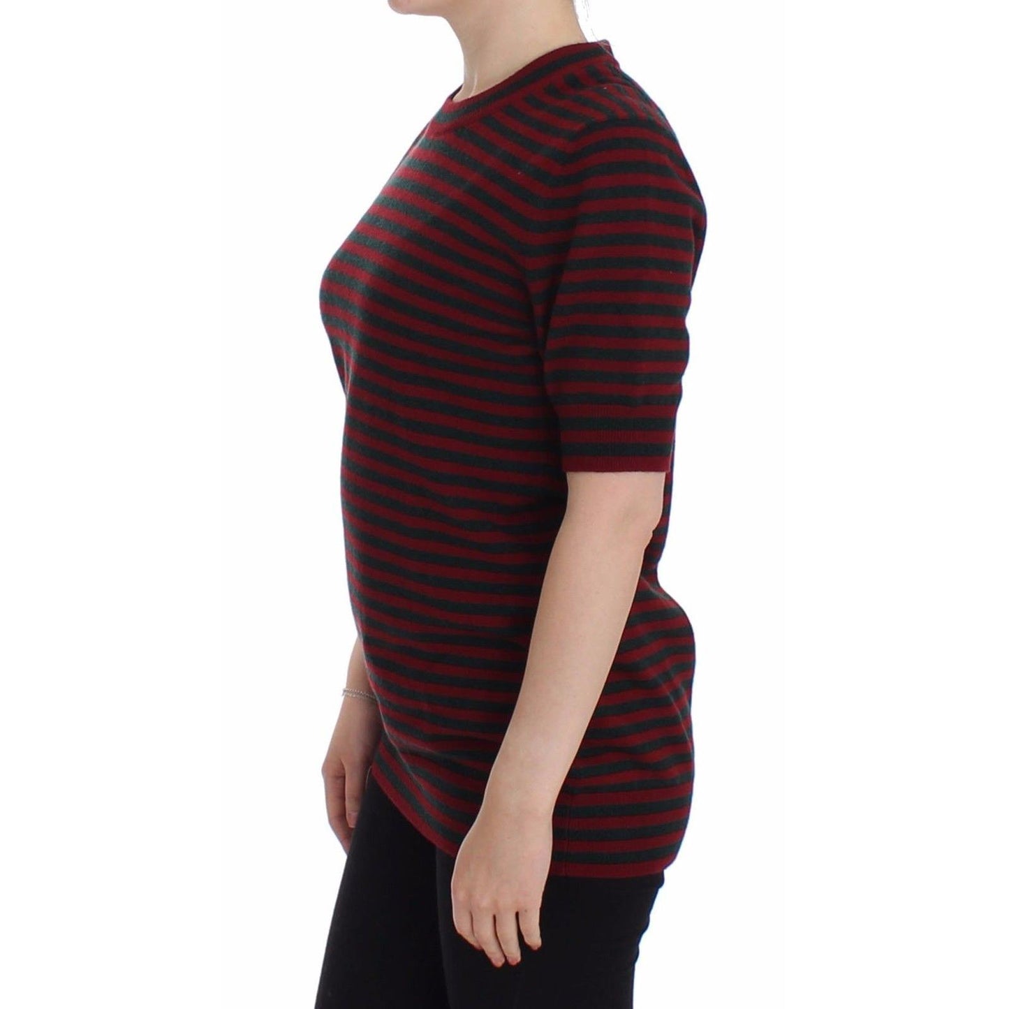 Red Gray Cashmere Short Sleeve Sweater - coffeewithmee2