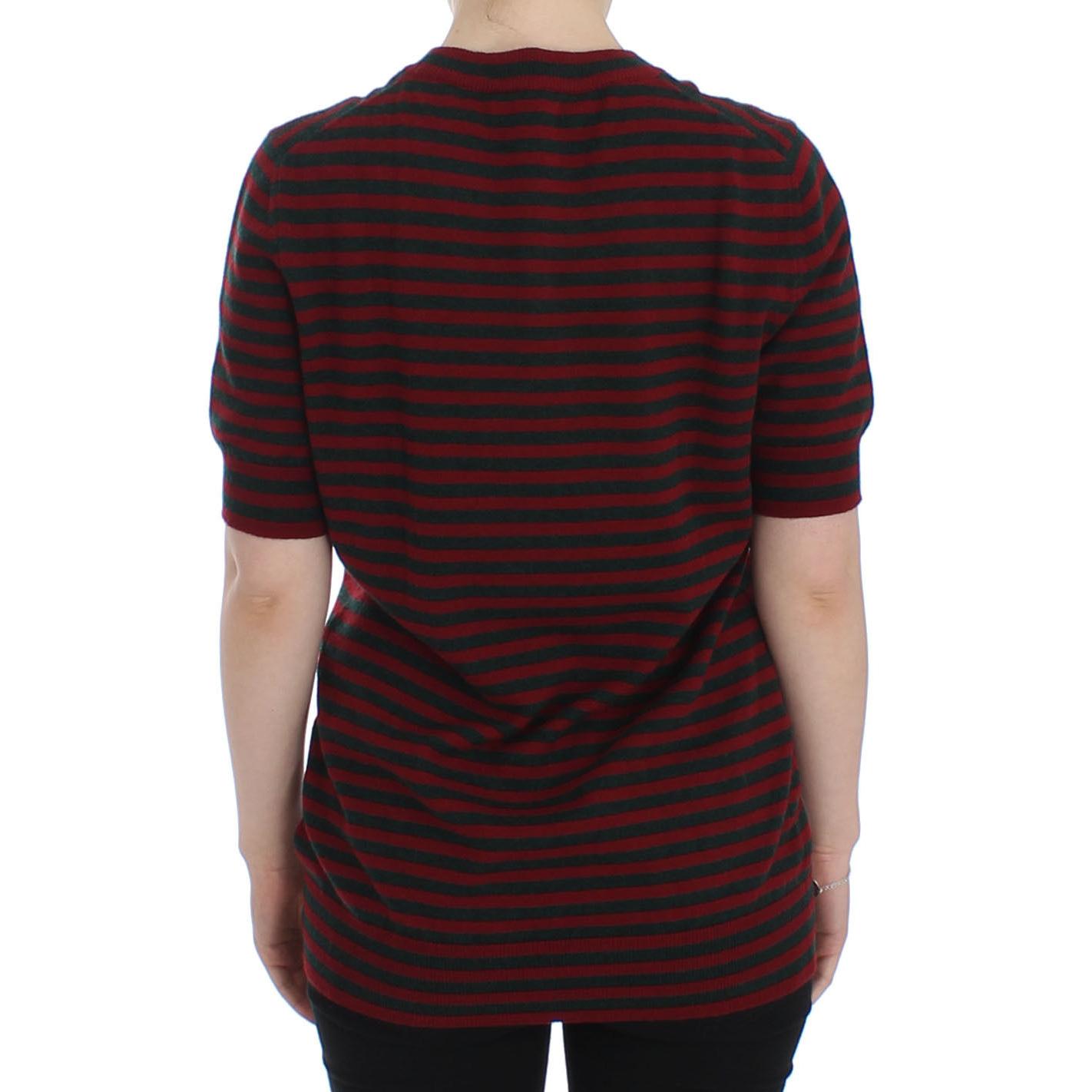 Red Gray Cashmere Short Sleeve Sweater - coffeewithmee2