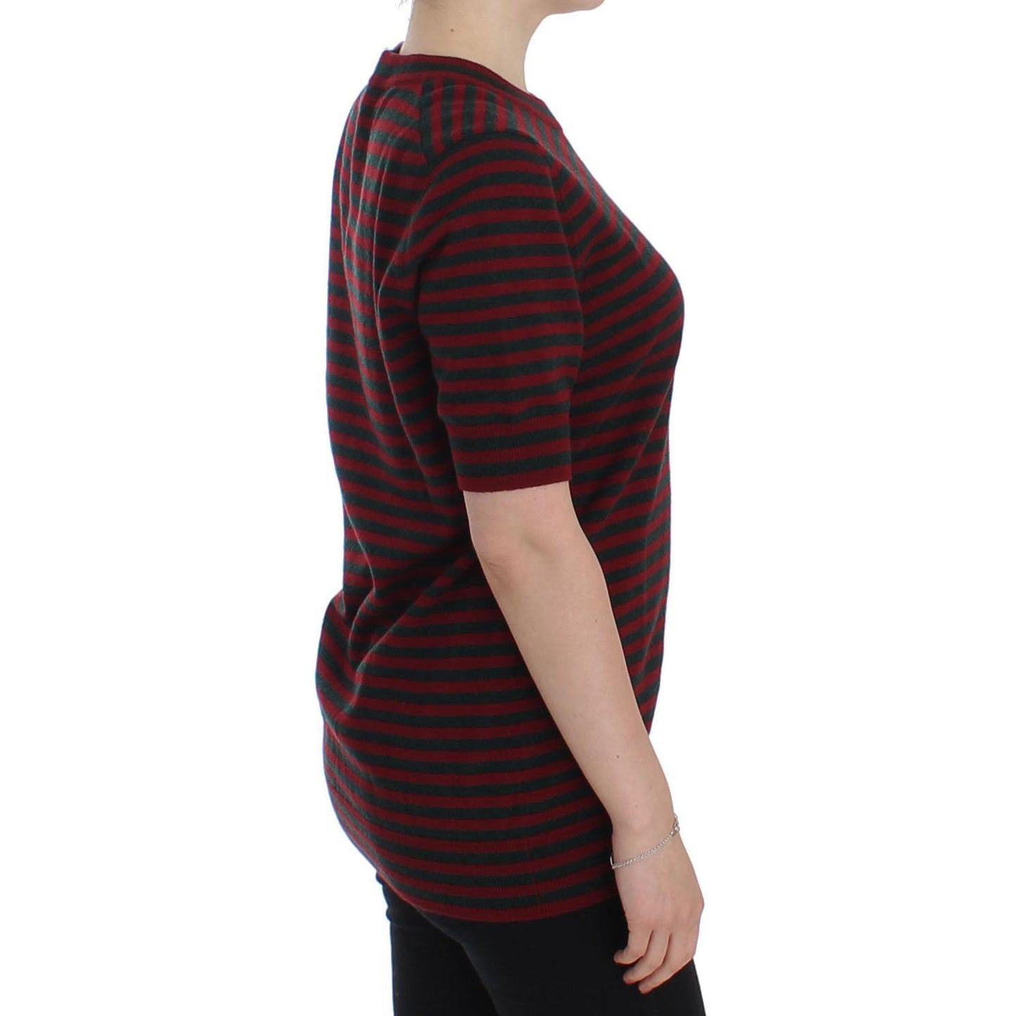 Red Gray Cashmere Short Sleeve Sweater - coffeewithmee2