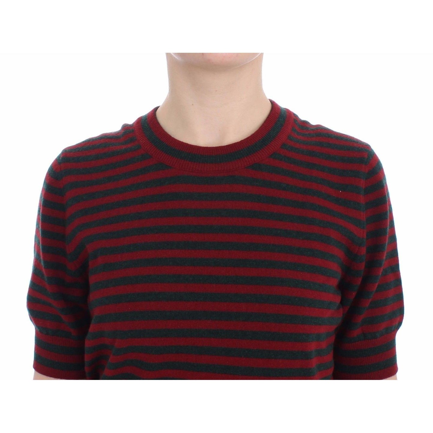 Red Gray Cashmere Short Sleeve Sweater - coffeewithmee2