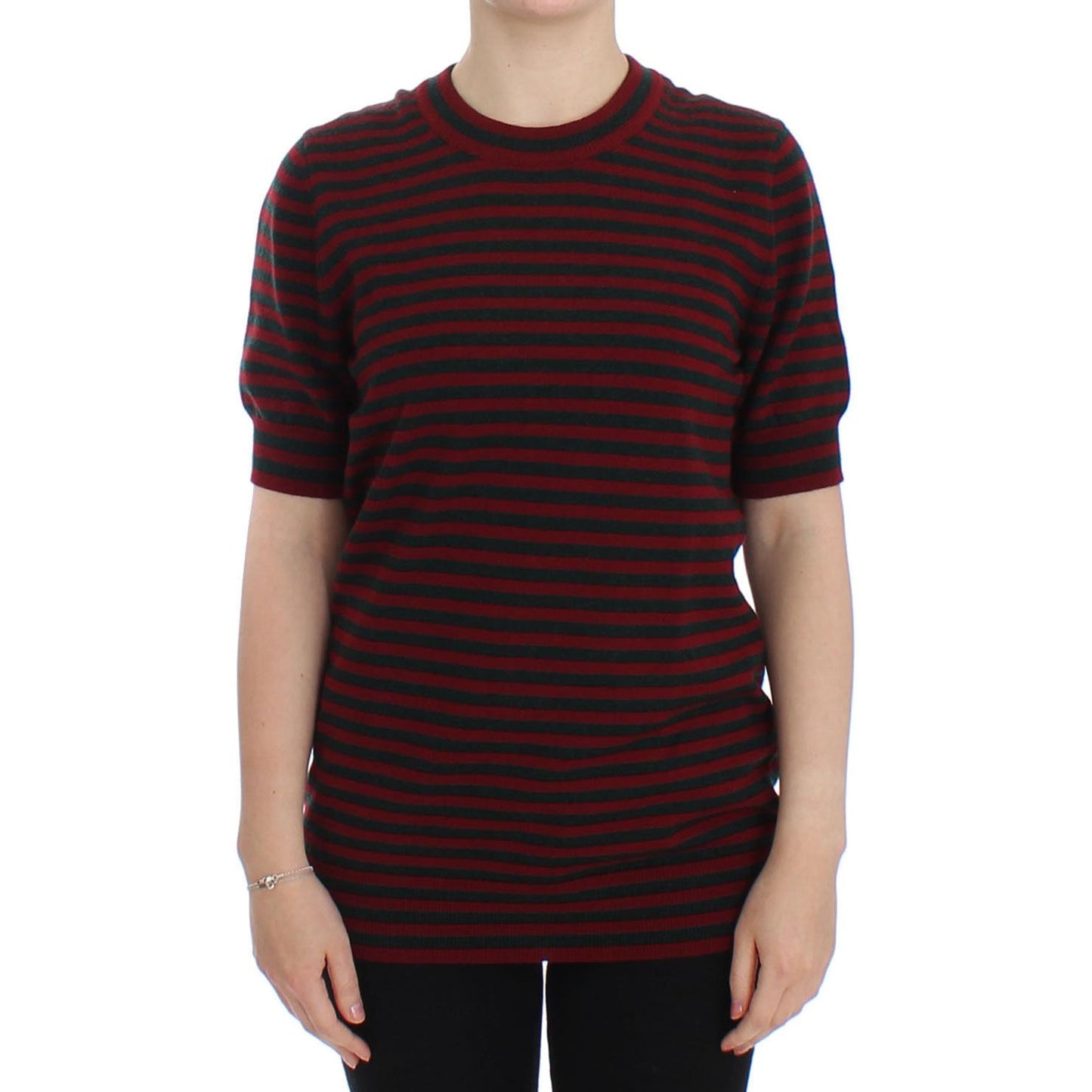 Red Gray Cashmere Short Sleeve Sweater - coffeewithmee2