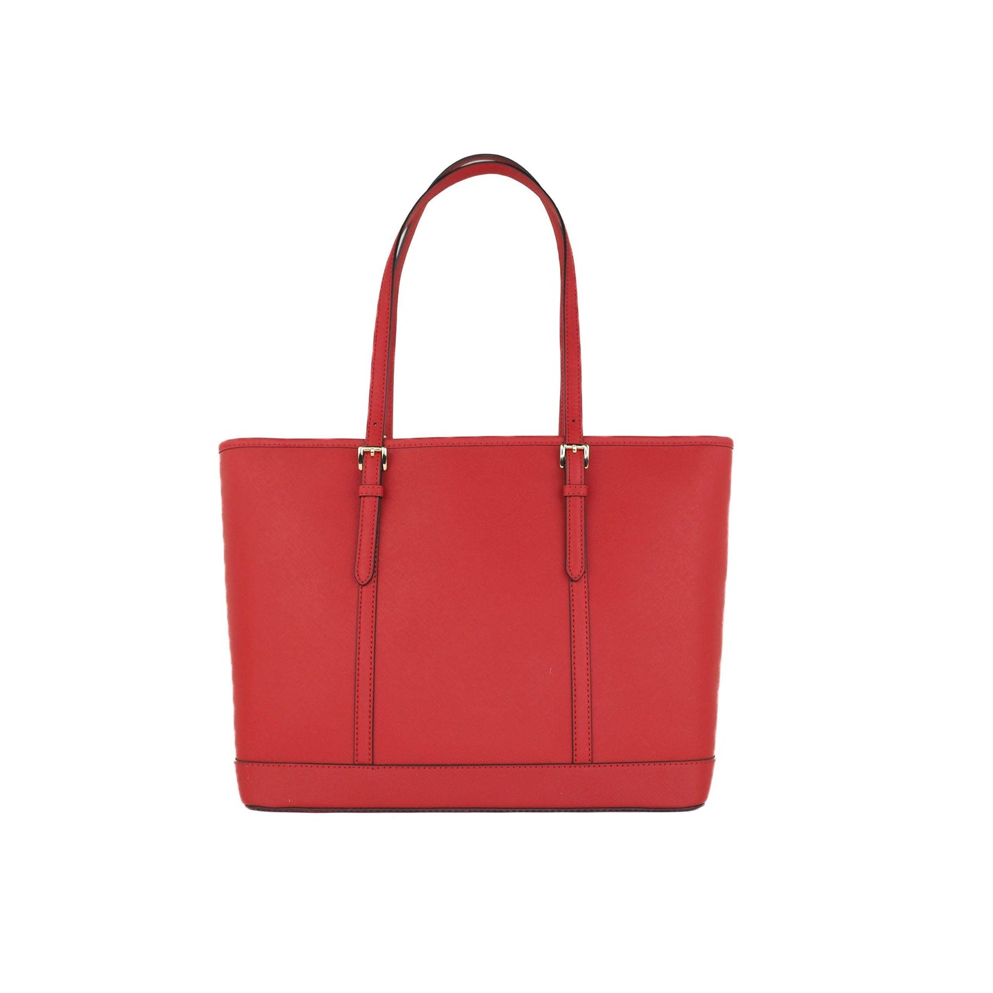 Jet Set Travel Large Saffiano Leather Top Zip Shoulder Tote Handbag (Flame) - coffeewithmee2