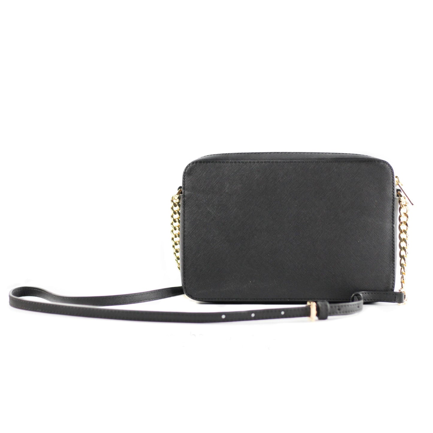 Jet Set Large East West Saffiano Leather Crossbody Bag Handbag (Black Solid/Gold Hardware) - coffeewithmee2