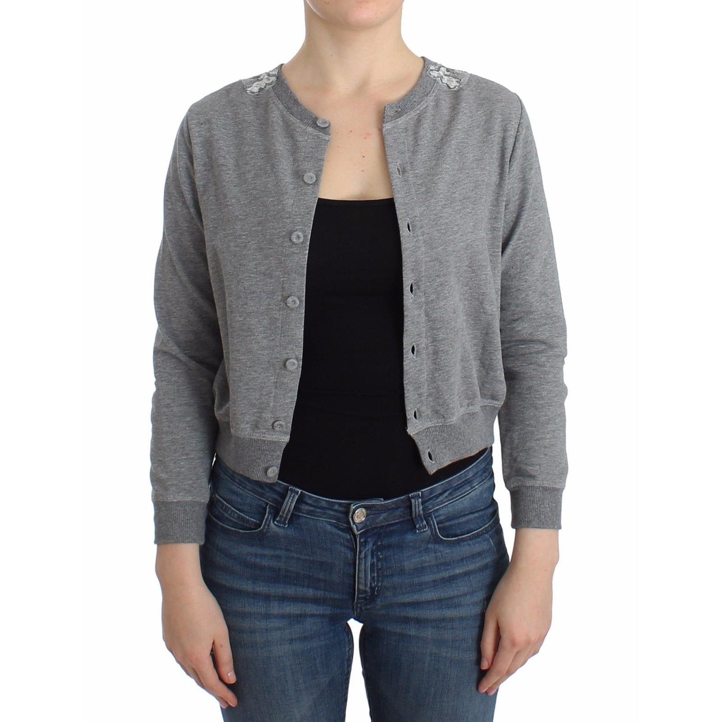 Lingerie Gray Lace Sweater Cardigan Top - coffeewithmee2