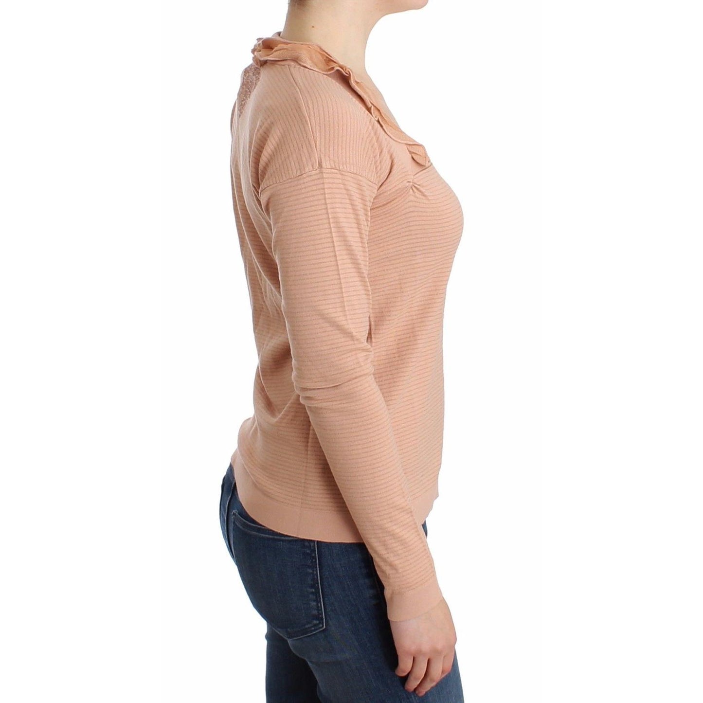 Orange Wool Blend Striped Long Sleeve Top - coffeewithmee2