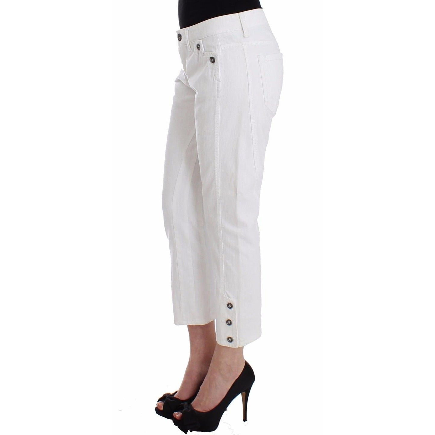 White Cropped Jeans Denim Pants Branded Capri - coffeewithmee2