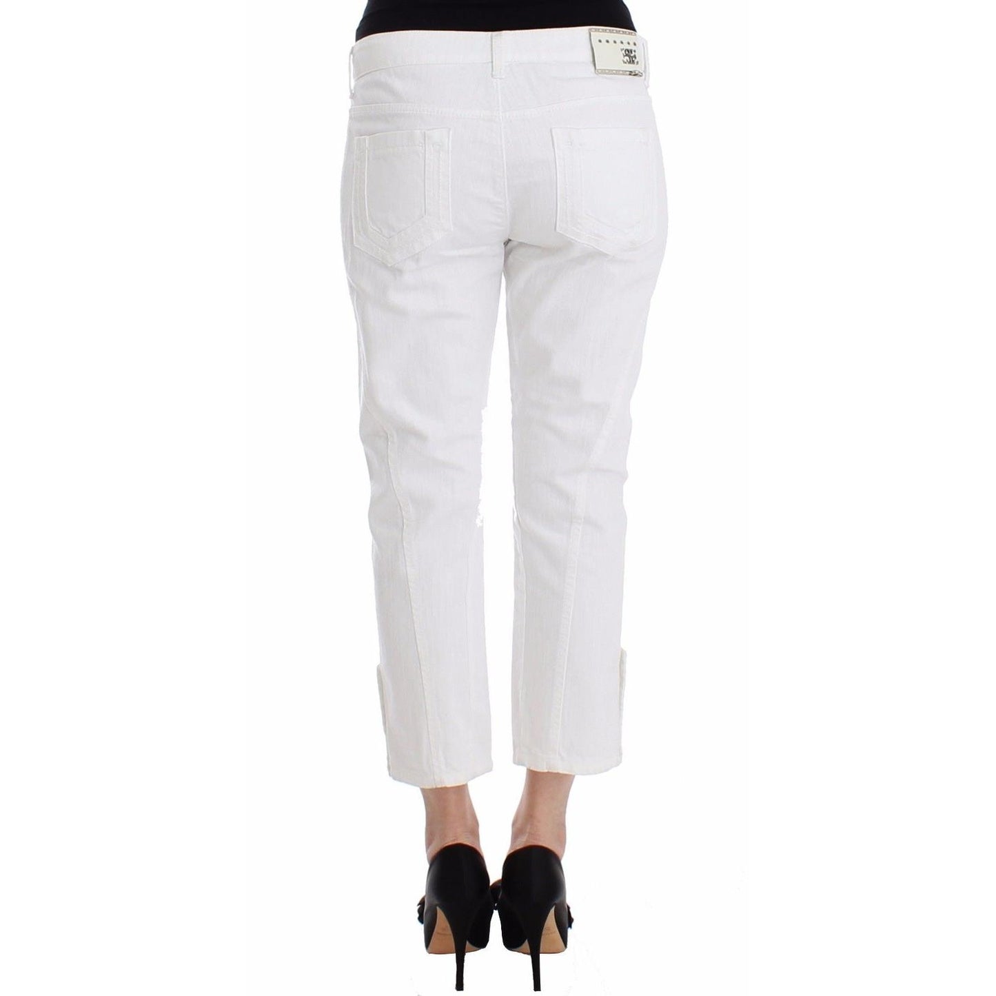 White Cropped Jeans Denim Pants Branded Capri - coffeewithmee2