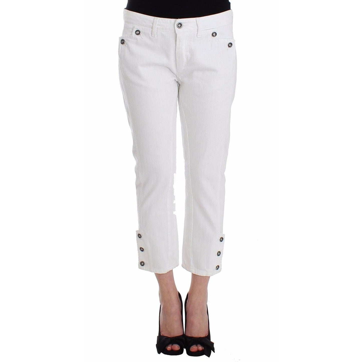 White Cropped Jeans Denim Pants Branded Capri - coffeewithmee2